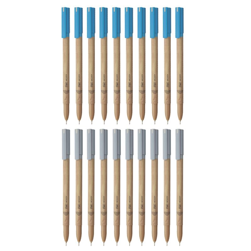 Flair 0.7mm Woody Ball Pen Combo Pack, 10 Pcs Blue Ink & 10 Pcs Black Ink , Pack Of 20