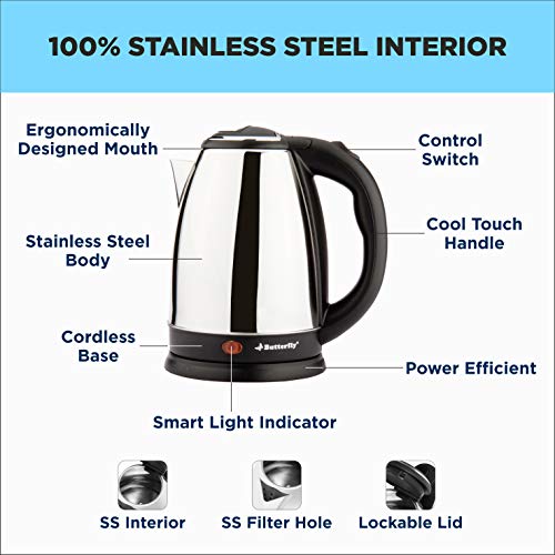 Butterfly EKN 1.8L 1500 Watt Electric Water Kettle (Stainless Steel) - Image 10