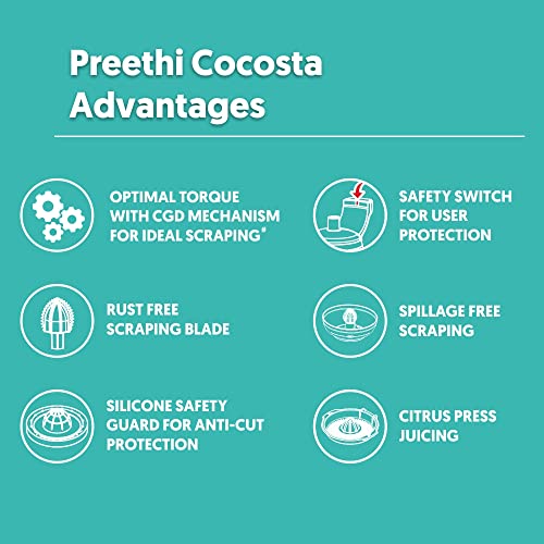 Preethi Cocosta Kp001 Coconut Scraper&Citrus Juicer,100% Safe Dual Protection Scraper With Safety Switch&Silicon Cap,Spillage Free Collection Bowl,100 Watt,2Yr Guarantee, - Image 6