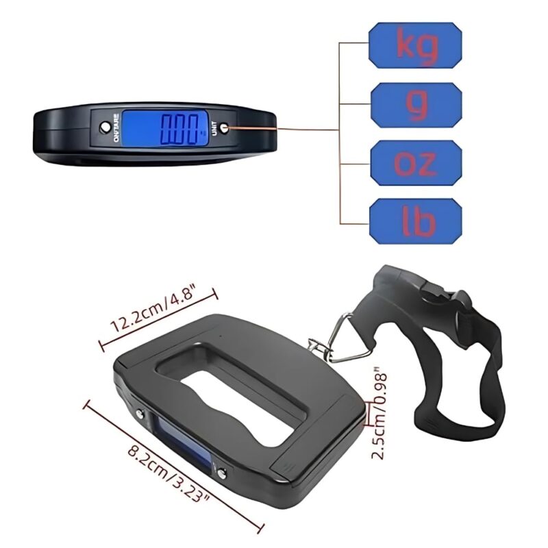 Drumstone (FIRST TIME IN INDIA WITH ๐๐ ๐๐๐๐๐ ๐๐๐๐๐๐๐๐) Electronics Travel Luggage Scale, Digital Luggage Weighing Scales for Suitcase with Temperature Reading 50 Kg Capacity (Black) - Image 5