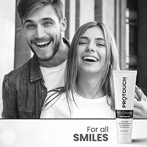 PROTOUCH Hi Shine Toothpaste | Teeth Whitening, Cavity Prevention and Superior Cleaning | With Charcoal | SLS & Fluoride Free Toothpaste with N-HA for teeth remineralization & Active Cleaning - Image 2