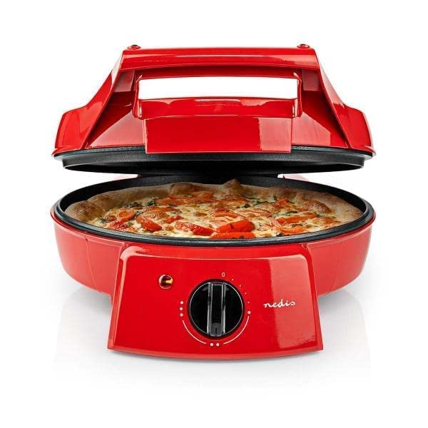 Nedis Pizza, Dosa, Pancake, Roti Maker | 30 cm | 230°C Adjustable temperature control | 1800 W | Non-Stick Coating Toaster, Griller, Tandoor, Barbecue | ABS Aluminium | Red - Image 10