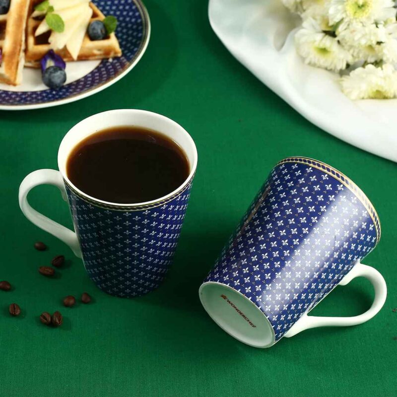Sicilia Fine Bone China Coffee Mug - Royal Blue - Set of 2 Pcs - Image 4