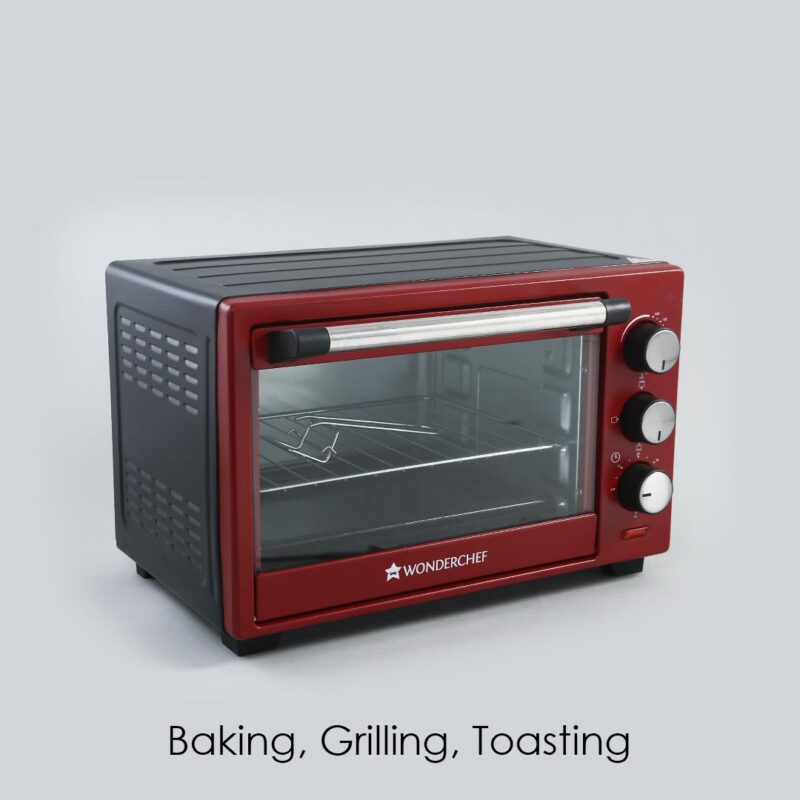 Wonderchef Renewed Oven Toaster Griller (OTG) Crimson Edge - 19 Litres | Auto-shut Off | Heat-resistant Tempered Glass | Multi-stage Heat Selection | 1280W | Red - Image 2