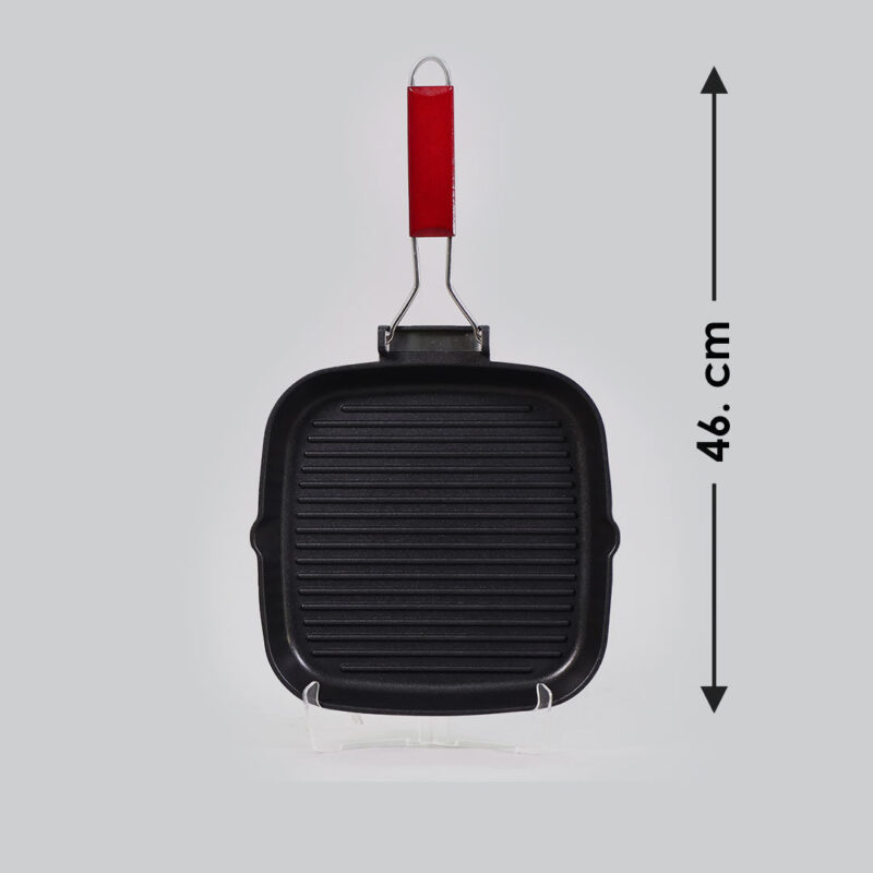Caesar Nonstick Folding  Grill Pan | Ideal for Barbeque, Tandoori & Sandwiches | Smart Folding Handle | Space Saver | Gas & Induction Friendly | PFOA Free | 2.3L | 5 Year Warranty | Black - Image 8