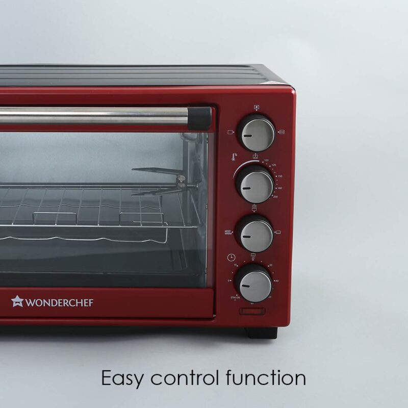 Wonderchef Renewed Oven Toaster Griller (OTG) Crimson Edge - 28L | Auto-shut Off | Heat-resistant Tempered Glass | Multi-stage Heat Selection | 1600W | Red - Image 6