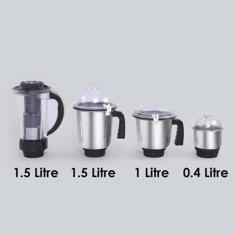 Wonderchef Renewed Glory Mixer Grinder | 750W | 4 Stainless Steel Jars and Anti-rust Stainless Steel Blades | Ergonomic Handles - Image 5