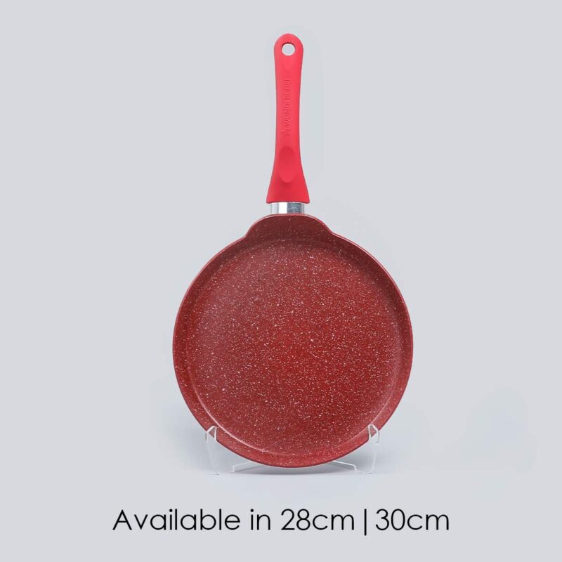 Royal Velvet 28cm Non-stick Dosa Tawa, Induction bottom, Soft-touch Handle, Virgin Grade Aluminium, PFOA/Heavy metals free, 3mm, 2 years warranty, Red - Image 4