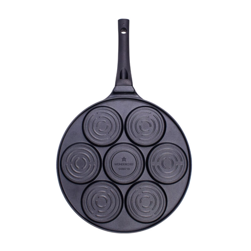 Inducta Multi Pan with 7 cavities | Healthy Non-stick | PFOA Free | Die-cast Body | Gas & Induction Friendly | Ideal For mini uttapams, round mini omelets, pancakes, round shape eggs, chillas, set dosas | 270 ml | 3mm Thick | 2 Year Warranty | Black - Image 4