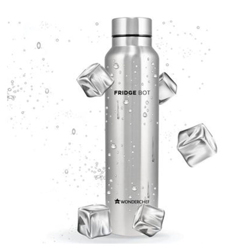 Stainless Steel Fridge-bot 1000 ml Each | Pack of 2 | Gift Box Packing | Single wall | Non-insulated | 304 Stainless Steel | Non Toxic | BPA free | Rust Free | Spill and Leak proof | Light weight | For Home & Office | Wide Mouth | 2 Years Warranty - Image 2