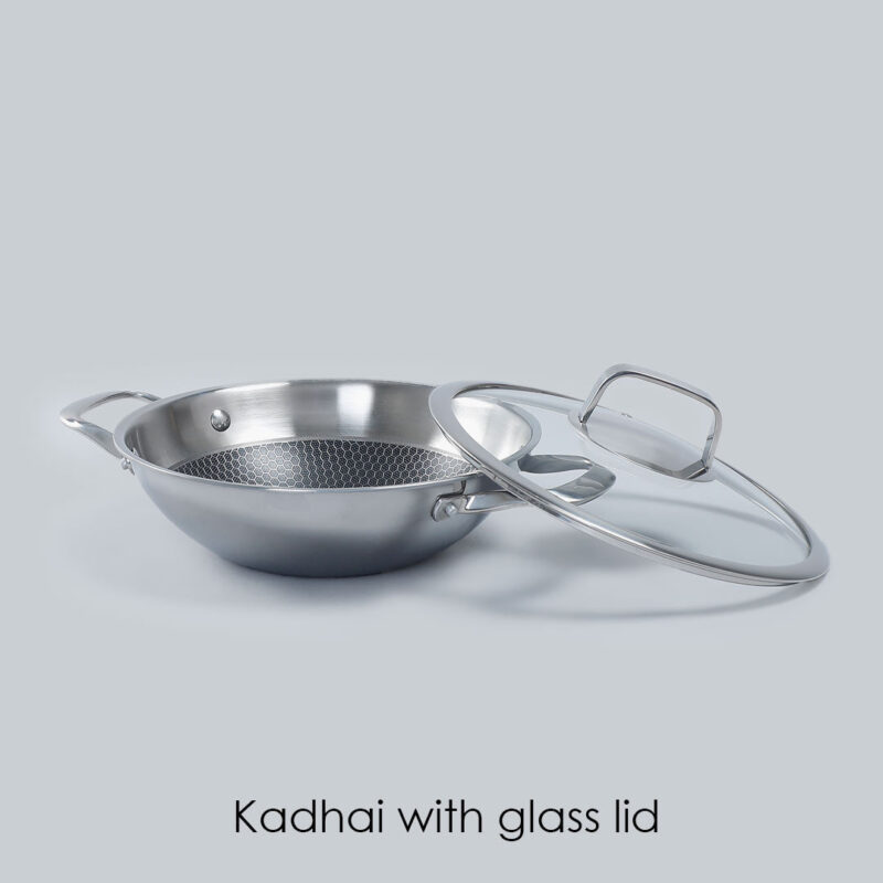 Stanton 28 cm Non-stick Kadhai/Kadai with Lid - 3.4 Litre | 3 ply steel - Image 4