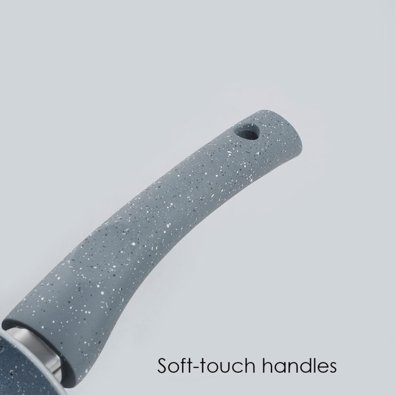 Granite Non-stick Fry Pan, Induction Bottom, Soft Touch Handle, Virgin Grade Aluminium, PFOA/Heavy Metals Free, 3.5mm, 2 years warranty, Grey - Image 4