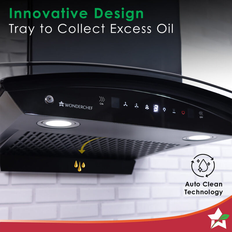 Ultima C-Line| 60cm | 1400 m3/hr | Auto Clean| Curved Glass Chimney | Baffle Filter | 1400M3/hr| Powerful Suction | Touch Control| 3 Speed Motion Sensor Technology| Low Noise | 7 Year Warranty|Black - Image 4