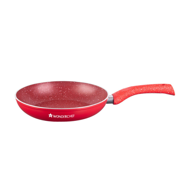 Granite Non-stick Cookware Set, 4Pc (Frying Pan With Lid, Wok, Dosa Tawa), Induction Bottom, Pure Grade Aluminium, PFOA, 3.5mm, 2 Years Warranty, Red - Image 2