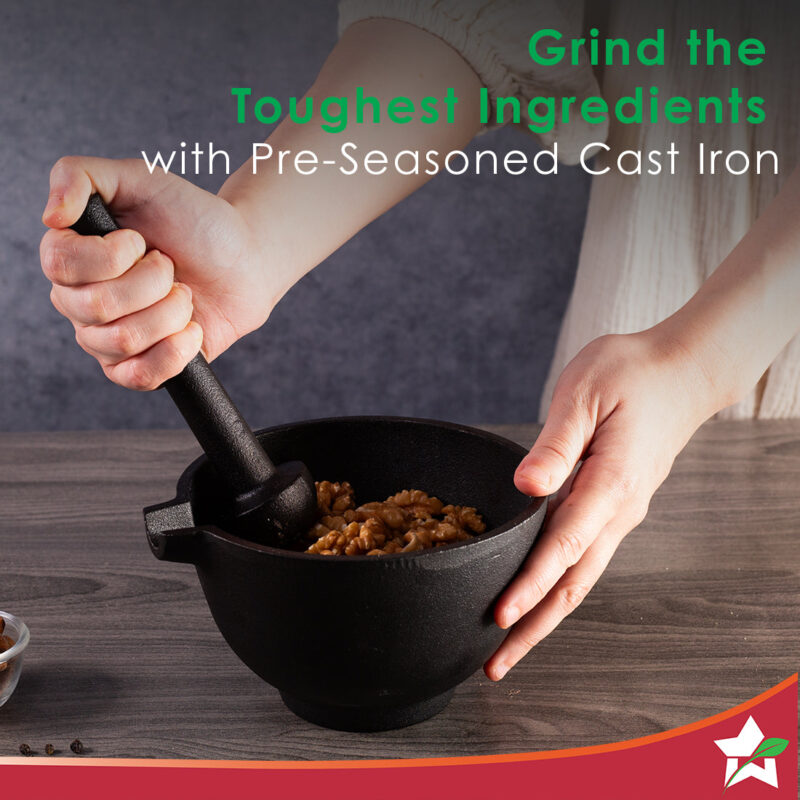 Forza pre-seasoned cast-iron mortar & pestle - Image 4