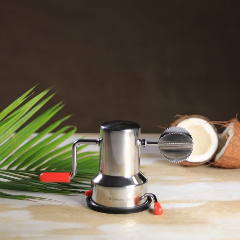 Stainless Steel Coconut Scraper for Kitchen, Vacuum Base, Rotatable Handle, Manual Operation, Silver - Image 7