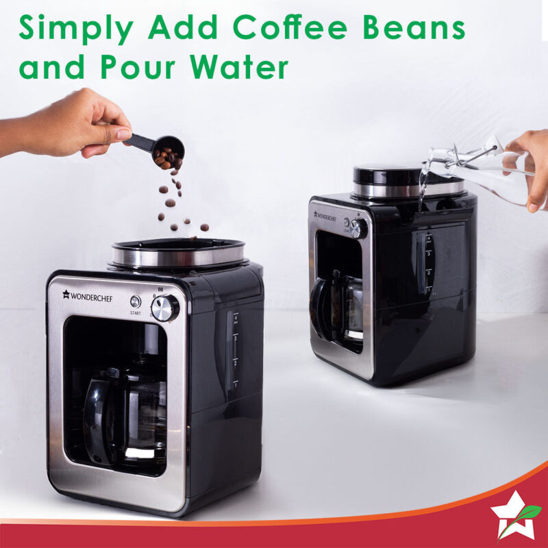 Regalia Bean-to-Cup Brew Coffee Maker with Grinder | Grind Coffee Beans | Get Fresh Aromatic Powder | Brew 4 cups | Glass Carafe | Easy Control Dial | 2 Years Warranty | Steel - Image 4