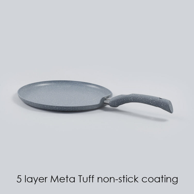 Granite 28cm Non-Stick Dosa Tawa | Induction Bottom | Soft-Touch Handles | Virgin Aluminium | PFOA/Heavy Metals Free | 3.5mm | 2 Year Warranty | Grey - Image 4