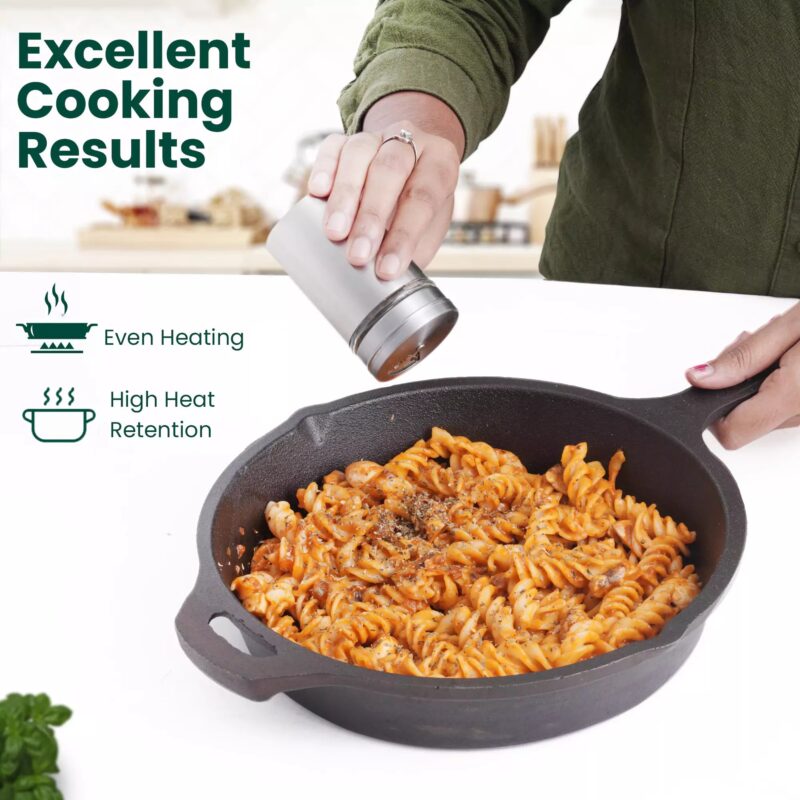 CASTrong Cast Iron Cookware Set: Free ₹400 Tadka Pan + Cast Iron Tawa With Handle (Pre Seasoned) + Cast Iron Kadai Wok Model + Cast Iron Fry Pan, Kitchen set for Home, 100% Pure, Toxin-free - Image 4