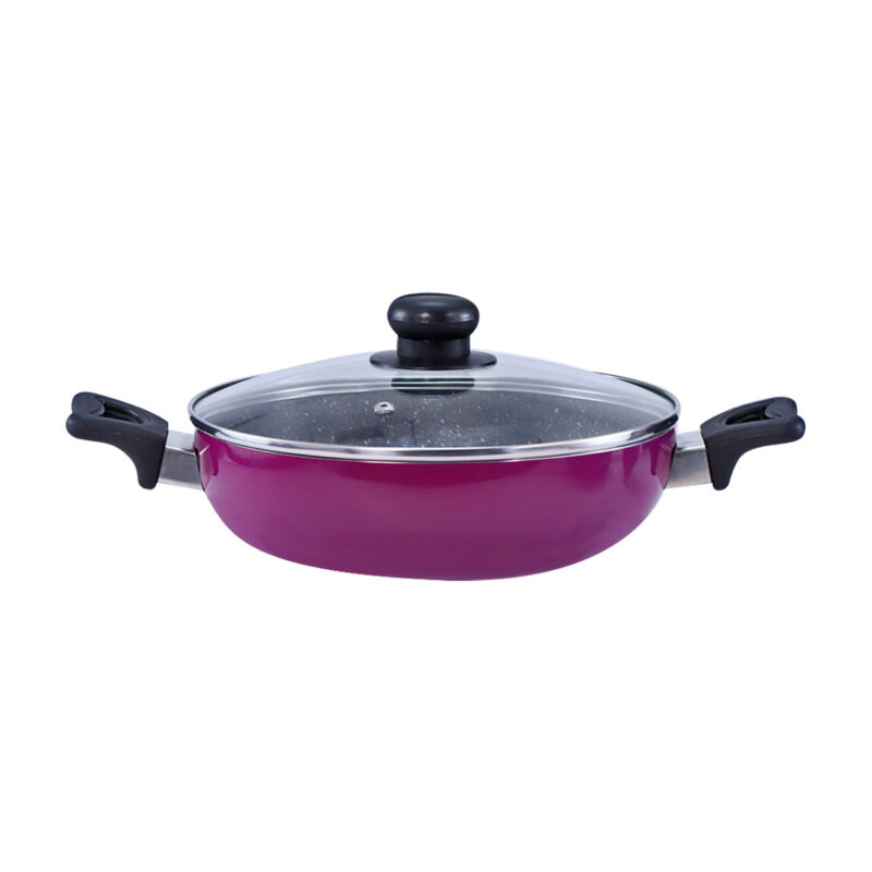 Trivia Premium Non-stick Cookware Set, 4Pc (Dosa Tawa, Fry Pan, Wok with Lid), Soft Touch Handle, Pure Grade Aluminum, PFOA Free, Induction Friendly, 2.6mm, 1 Years Warranty, Purple - Image 5