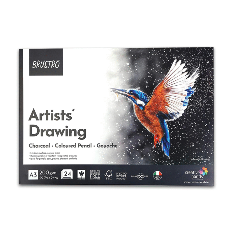 BRUSTRO Artist Drawing Glued Pad 200 GSM, A3, 24 Sheets - Image 2