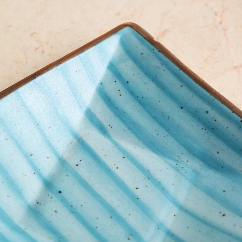 Teramo Stoneware Square Platter 8" x 8" - Blue - Image 4