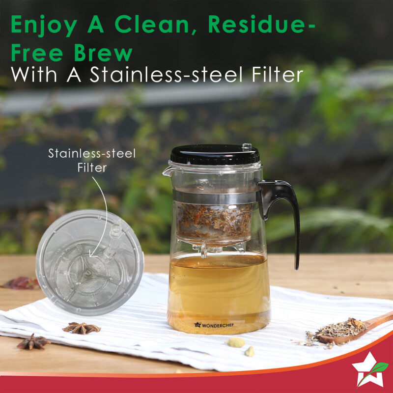 Misaki Tea Infuser, Borosilicate glass, Stainless Steel infuser, Perfect Green Tea - Image 4