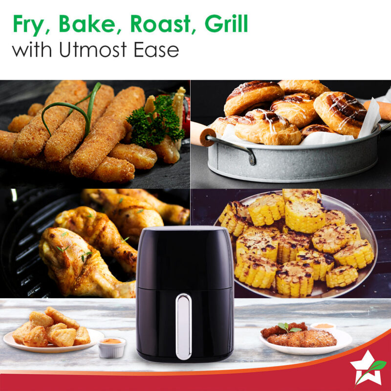 Neo Digital Air Fryer | Rapid Air Technology | 6 Pre-Set Menu Options | Temperature and Time Control | Automatic Shut-Off | Compact Design | 4.5 Litres | 1 Year Warranty | 1500 Watts | Black - Image 4