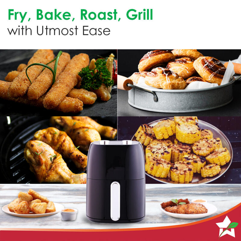 Neo Manual Air Fryer | Rapid Air Technology | Time and Temperature Control | Automatic Shut-Off | Compact Design | 4.5 Litres | 1 Year Warranty | 1500 Watts | Black - Image 4