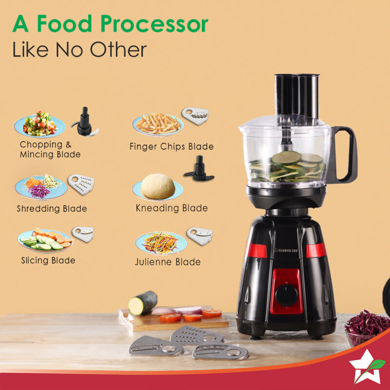 Platinum Food Processor-Mixer-Grinder | 750W Copper Motor | Blades for Slicing, Shredding, Kneading, Juliennes, French-Fries | 4 Jars for Dry/Wet Grinding, Blending | 5 Yr Warranty on Motor - Image 4