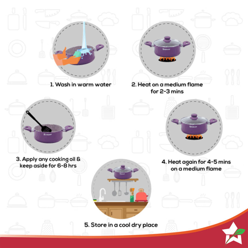 Royal Velvet Non-stick 20 cm Aluminium Casserole with Lid | 2.5 Litres | Purple | 2 Years Warranty - Image 4