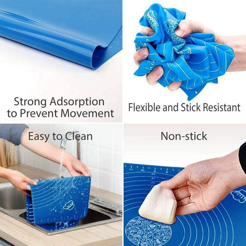 Carrot - Silicone Baking Mat Silicone Chapati Atta Kneading Mat Non-Stick Fondant Rolling Mat Stretchable for Kitchen Roti Chapati (Baking Mat 50 * 40 cm) (Color May Vary, 1) - Image 5