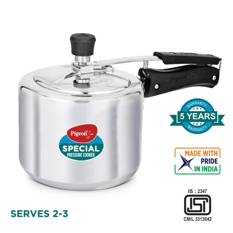 Pigeon by Stovekraft 3 Litre Special Aluminium Inner Lid Non-Induction base Pressure Cooker (Silver) BIS Certified - Image 6