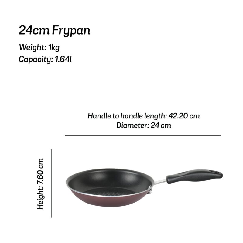 Meyer Merlot Aluminium Non-Stick Frypan | Frying Pan | Omlette pan | Fry pan with Stick Handle | Small Pan | Egg Pan | Gas and Induction Compatible| 100% Toxic Free, 24cm/ 1.64 Liters - Image 6