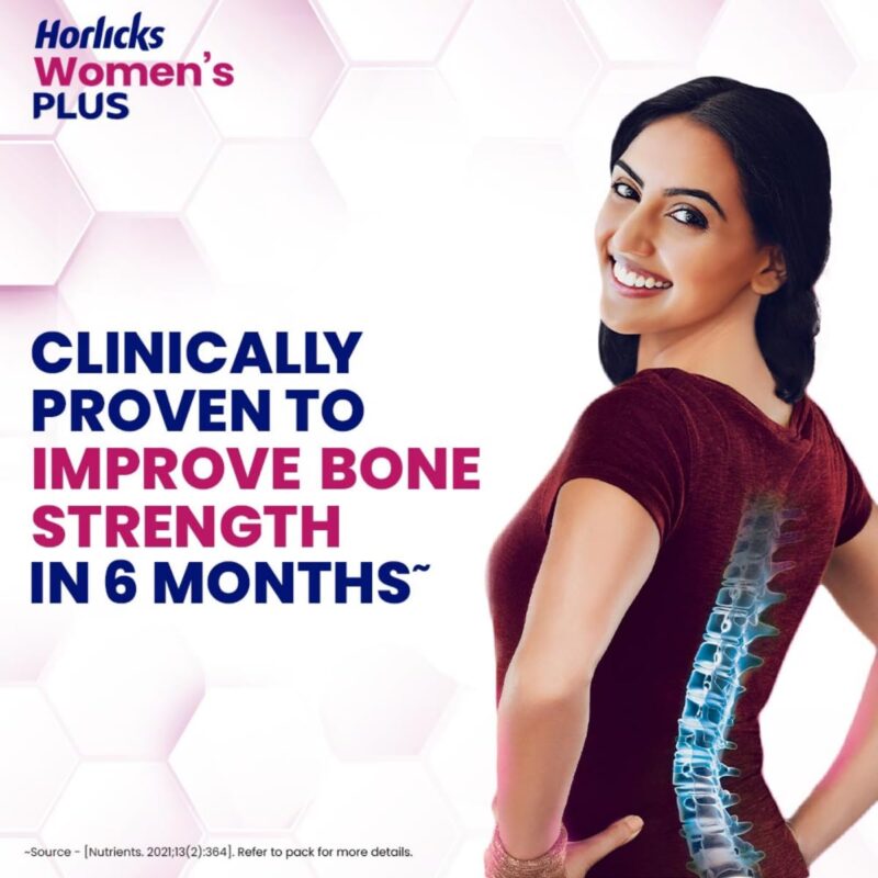 Horlicks Women's Plus Chocolate Nutrition Drink 400 g Refill Pack, Nutrition for strong Bones with 100% daily Calcium & Vitamin D - No Added Sugar - Image 6