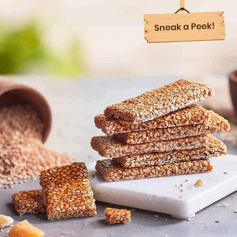 Paper Boat Sesame Chikki Jar, Nutritious Bar, No Added Preservatives and Colours | Gajak | Sweets | Made with Jaggery | Gazak (50 pieces, 16 grams each) - Image 4