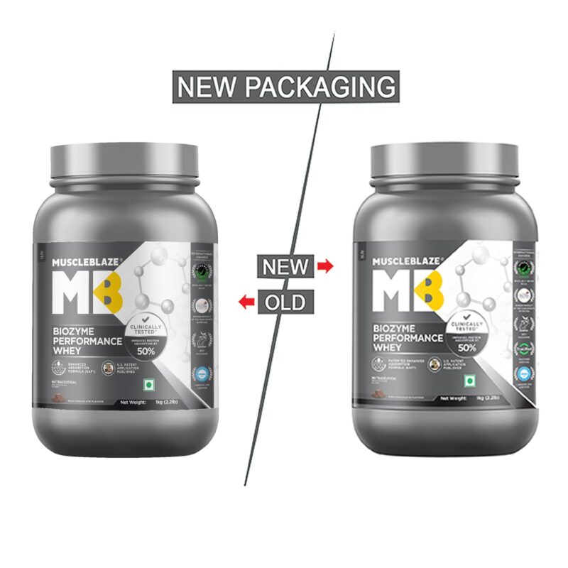 MuscleBlaze Biozyme Performance Whey Protein (Rich Chocolate, 1 kg / 2.2 lb) | Clinically Tested 50% Higher Protein Absorption | Informed Choice UK, Labdoor USA Certified & US Patent Filed EAF® - Image 9