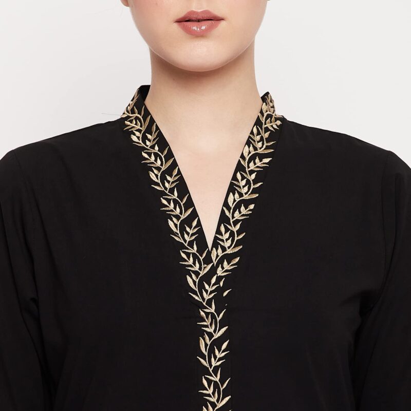 Nabia Women Black Solid Nida Matte Fabric Abaya Burqa - Image 5