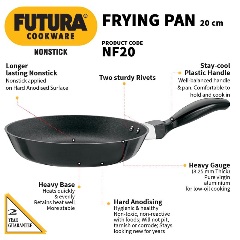Hawkins Futura 20 cm Frying Pan, Non Stick Fry Pan, Small Frying Pan, Black (NF20) - Image 7