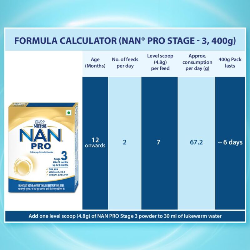 NAN Pro Stage 3 Follow-Up Formula Milk Powder For Babies (After 12 Months), - With Dha-Ara, 400G Bag-In-Box Pack, Infant - Image 3