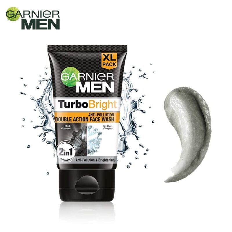 Garnier Men, Face Wash, Brightening & Anti-Pollution, TurboBright Double Action, 300 g (pack of 2) & Moisturiser, Brightening and Anti-Pollution, TurboBright, 40 g - Image 5