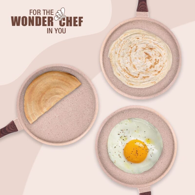 Wonderchef Duralife Die-cast 28 cm Dosa Tawa | 5 Layer Healthy Duramax Non-Stick Coating | Soft Touch Handle | Pure Grade Aluminium | PFOA Free | 2 Year Warranty Ivory - Image 3