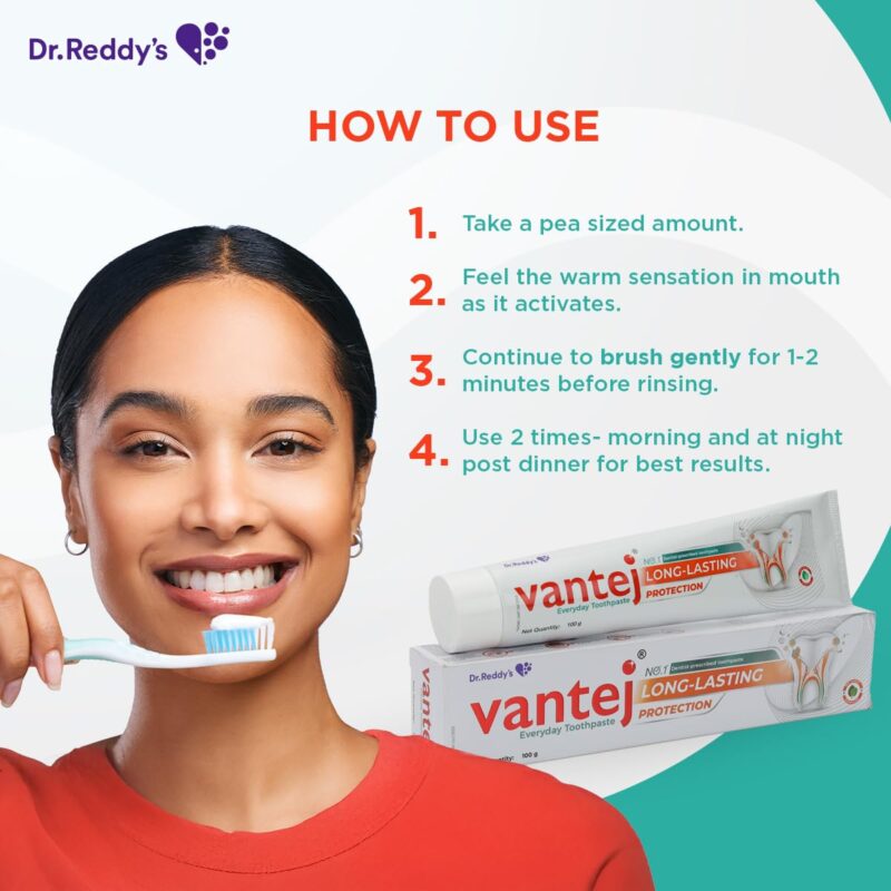 Vantej Tooth Sensitivity Toothpaste - 100g, White - Image 3