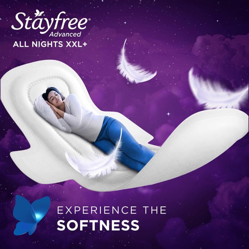 Stayfree Advanced XXL+ Ultra Thin Sanitary Pads for Women | 16 Soft Cotton Pads for All Night Ultra Comfort | Absorbs 2x More with Wider Back | Prevent Rashes | Odour Control - Image 5