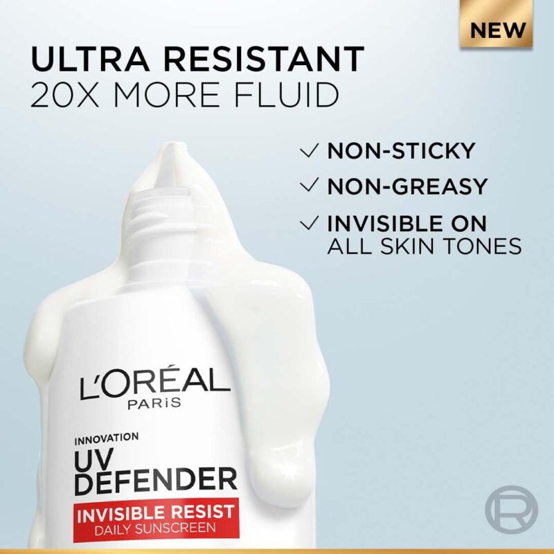 L’Oreal Paris Uv Defender Invisible Resist Daily Sunscreen Spf50+ Pa++++ 50Ml | Lightweight, Waterproof, Sweatproof & Protects From Pollution & Dust - Image 7