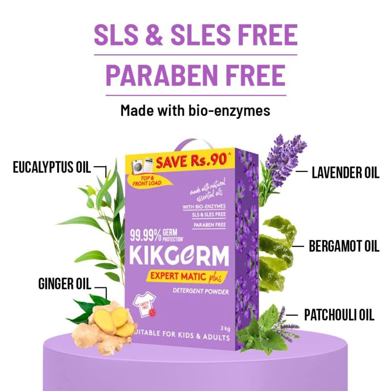 Kikgerm Plant Based Laundry Detergent Powder With Fabric Conditioner - Natural, Eco-friendly, Non-toxic, Biodegradable - Kids Safe, Skin Safe, Pet Safe - Tough Stain Remover - 2 Kg (Pack of 1) - Image 5