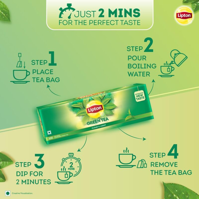 Lipton Clear & Light Green Tea Bags 100 Pcs, 130 Grams - Image 5