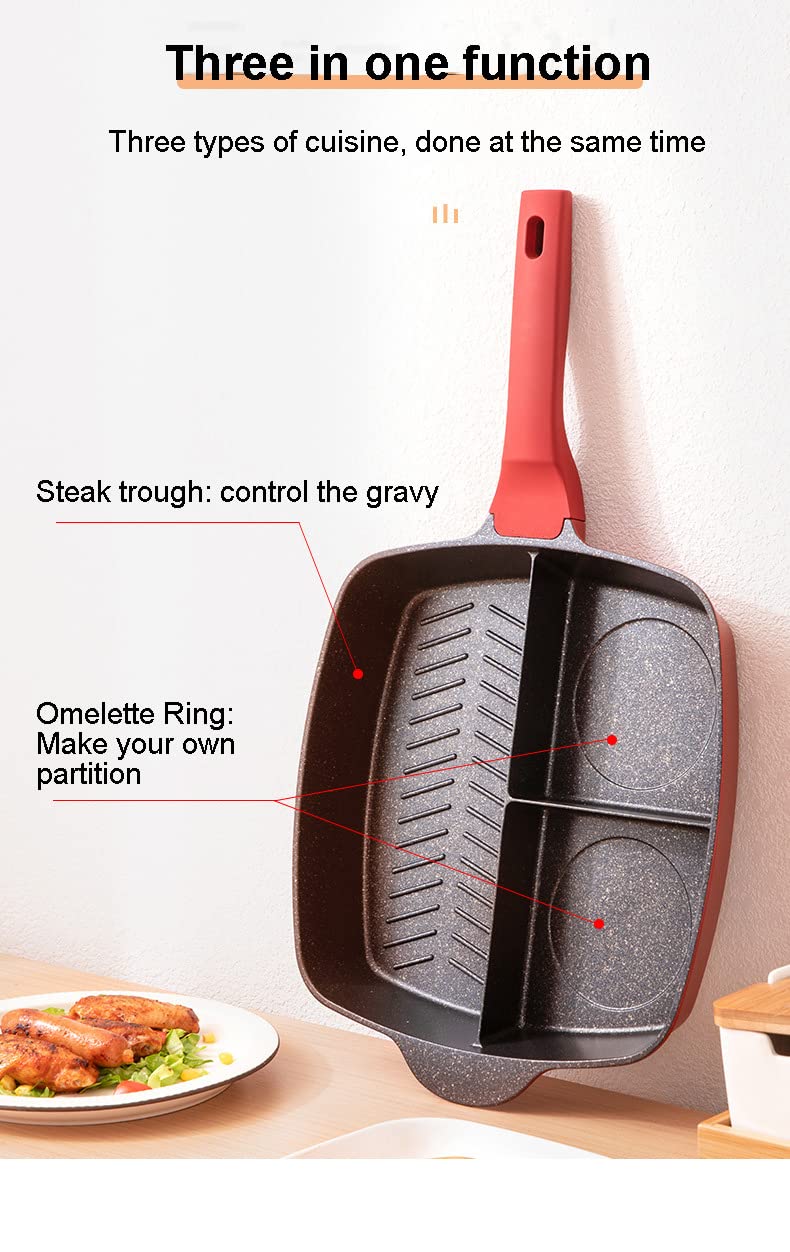 ONCARNIVAL 3-in-1 Non Stick Frying pan Crepe Maker pan Cooking Wok Pot (Black) - Image 4