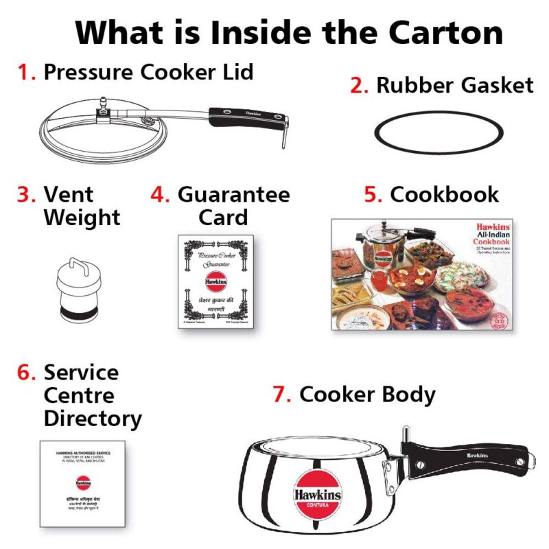 Hawkins Aluminium 1.5 Litre Contura Pressure Cooker, Handi Inner Lid Cooker, Silver (Hc15) - Image 3