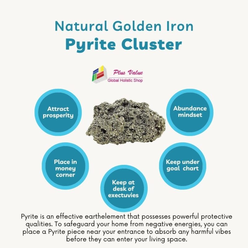 Plus Value Natural Pyrite Iron Golden Raw Stone Cluster Rough Rock Peru Pyrite Gemstone for Attracting Wealth, Attracts Abundance, Business Luck, Money Magnet (100 to 200 grams, 1 Piece) - Image 3